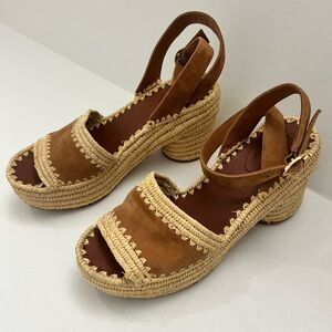 TORY BURCH Arianne Espadrille Sandals Size 7.5 - Brown